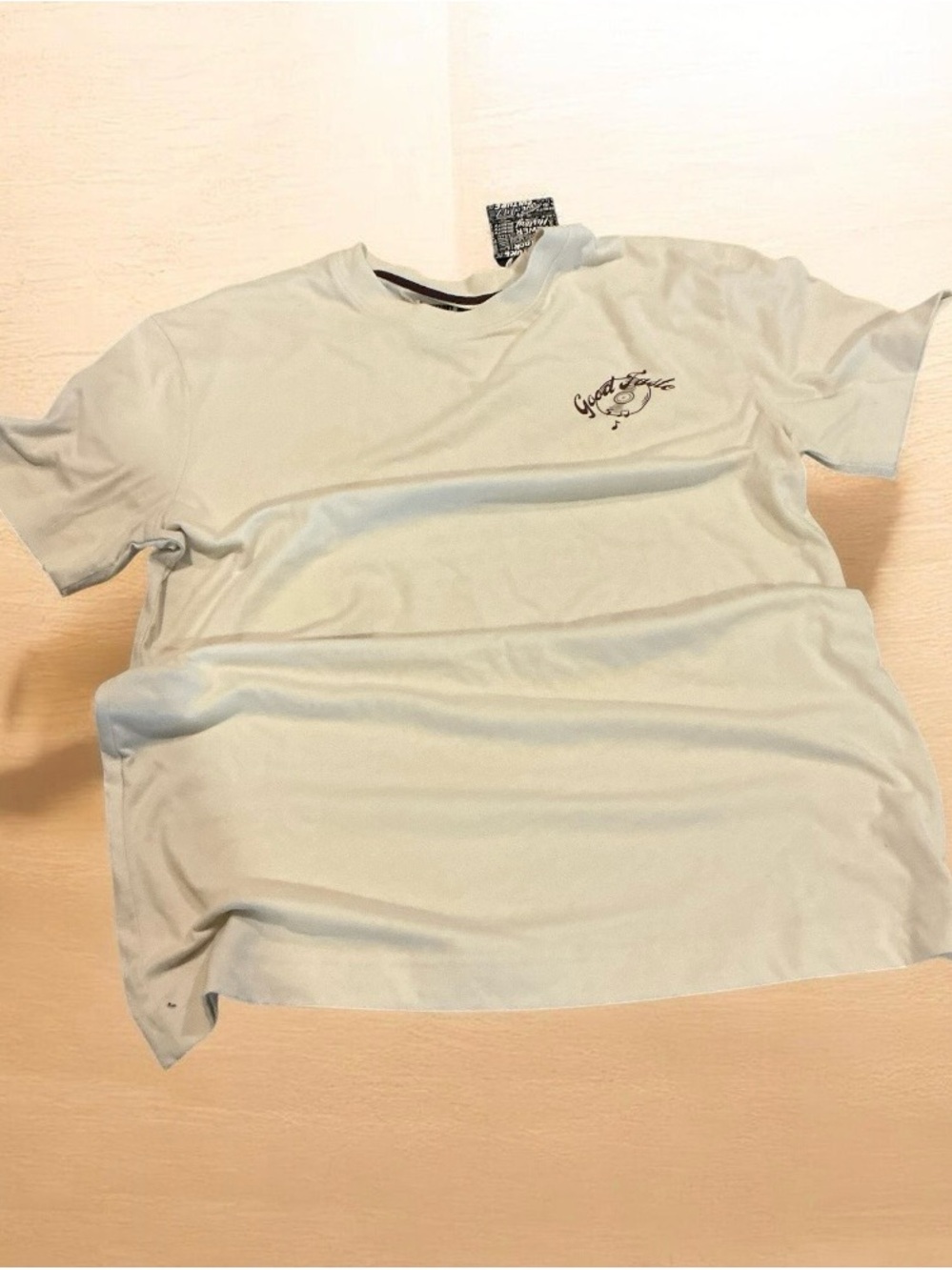 Light Cream Crew Neck T-Shirt with Subtle Chest Logo
